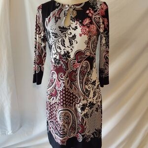 White House Black Market Bejeweled Paisley Shift Dress Black Size Small